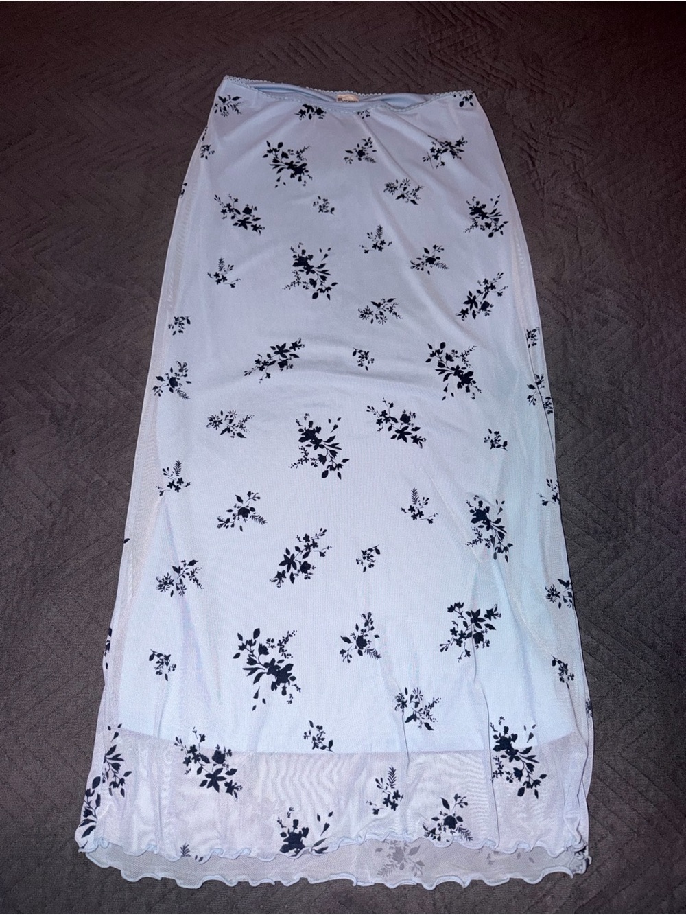 No Boundaries Baby Blue Floral Mesh Maxi Skirt Size S